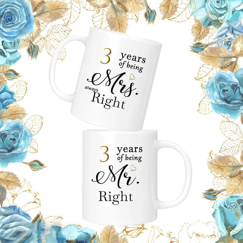 3 Year Anniversary Coffee Mugs Set